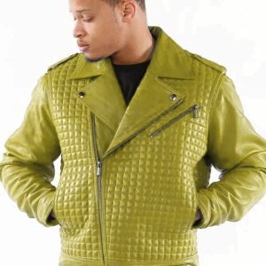 Pelle Pelle Houndstooth Olive Biker Jacket