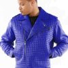 Pelle Pelle Houndstooth Royal Blue Biker Jacket