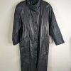 Vintage 89s Pelle Pelle Leather Black Trench Coat