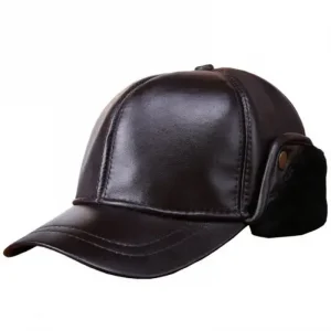 Pelle Pelle Brown Leather Baseball Cap