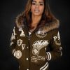 Pelle Pelle Womens American Legend Brown Fur Hooded Jacket