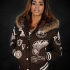 Pelle Pelle Womens American Legend Dark Brown Fur Hooded Jacket