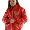 Ladies Pelle Pelle Shoulder Crest Red Leather Jacket