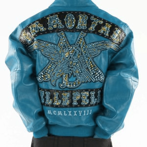 Pelle Pelle Turquoise Immortal Studded Leather Jacket