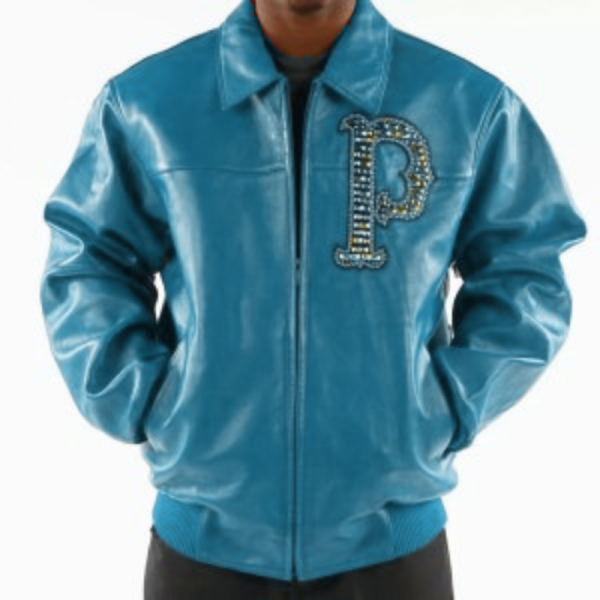 Pelle Pelle Turquoise Immortal Studded Leather Jacket