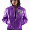 Pelle Pelle Womens Encrusted Varsity Purple Jacket