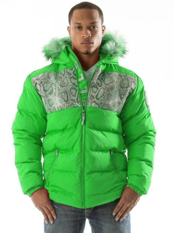 Pelle Pelle Snakeskin Bubble Green Coat