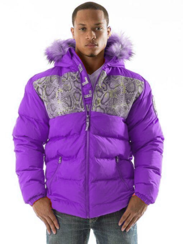 Pelle Pelle Snakeskin Bubble Purple Coat