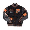 Pelle Pelle World Famous Black Wool and Leather Varsity Jacket