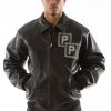 Pelle Pelle Mens Black Jeweled Leather Jacket