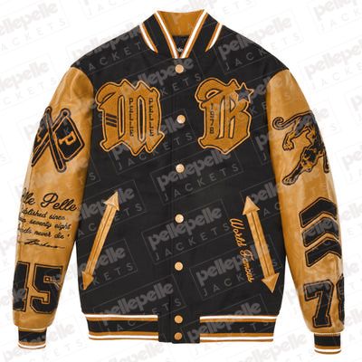 Pelle Pelle New Varsity Black and Brown Plush Jacket