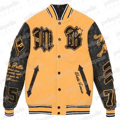 Pelle Pelle New Varsity Black and Mustard Plush Jacket