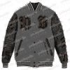 Pelle Pelle New Varsity Gray and Black Plush Jacket