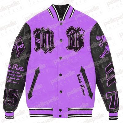 Pelle Pelle New Varsity Purple and Black Plush Jacket