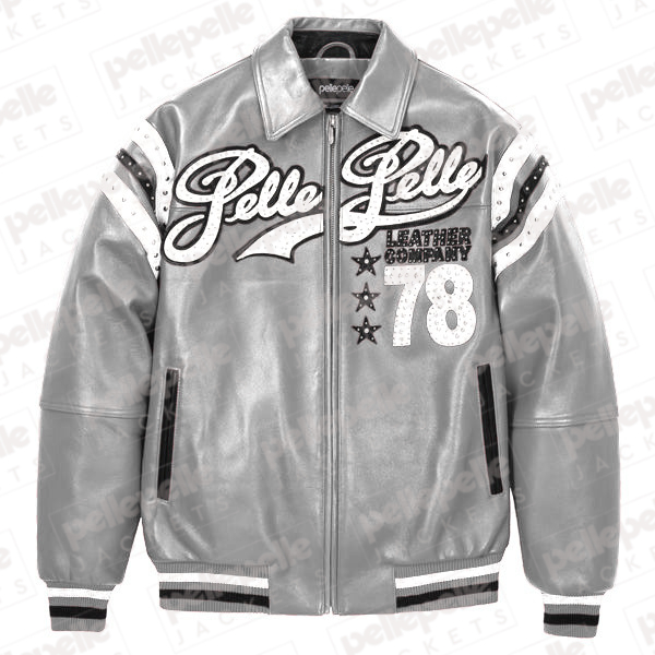 Pelle Pelle Silver Encrusted Varsity Plush Jacket