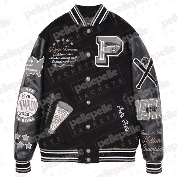 Pelle Pelle Varsity New Black and Gray Jacket