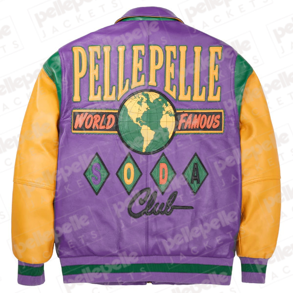 World Famous Multicolor Purple Soda Club Plush Mens Jacket