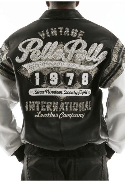 Pelle Pelle Black White Major League Leather Jackets