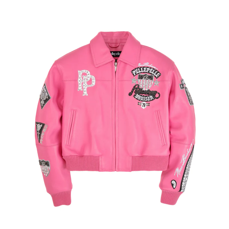 American Bruiser Pink Plush Womens Crop Jacket