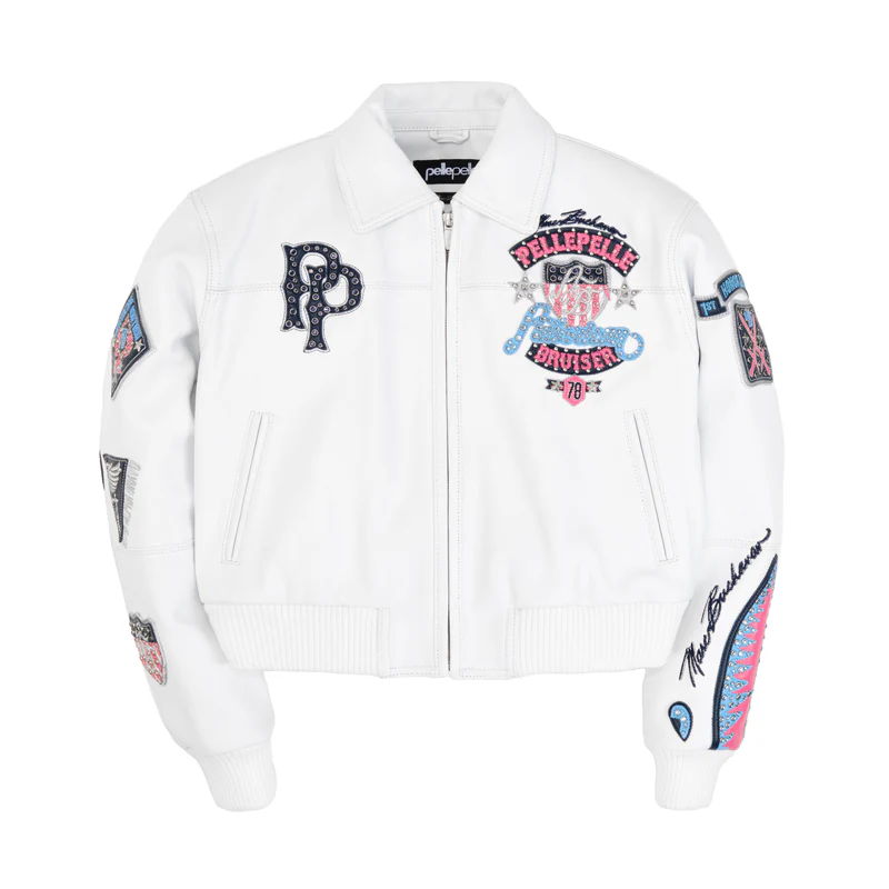 American Bruiser White Plush Womens Crop Jacket