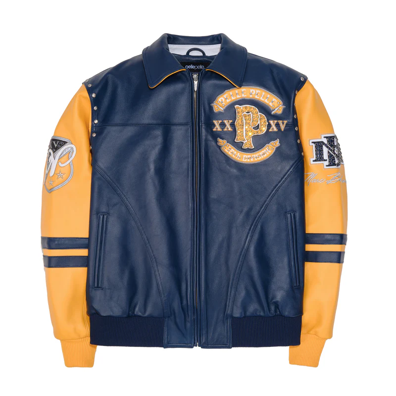 Pelle Pelle Navy & Maize Panther Leather Jacket