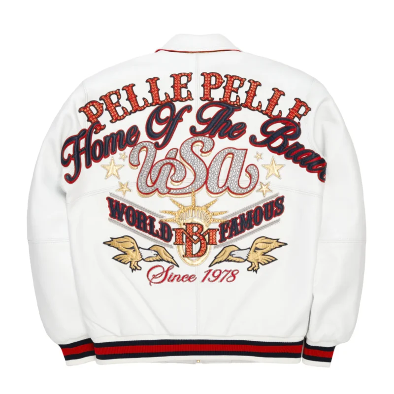 Pelle Pelle Stars And Stripes White Leather Jacket